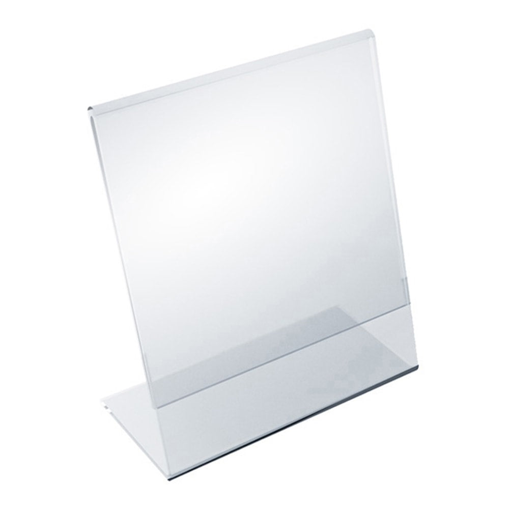 Azar Displays Acrylic Vertical L-Shaped Sign Holders, 6inH x 5inW x 3inD, Clear, Pack Of 10 Holders