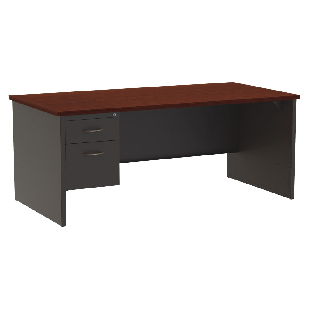 WorkPro Modular 72inW x 36inD Left-Pedestal Computer Desk, Charcoal/Mahogany