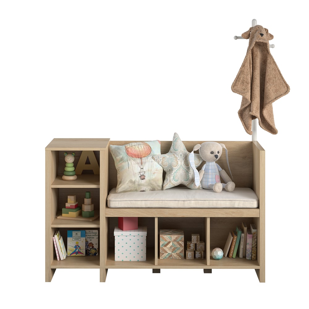 Ameriwood Home Tyler Storage Bench And Coat Rack, Beige