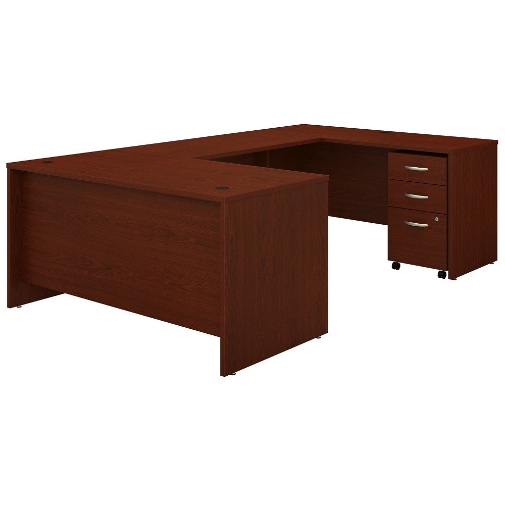 Bush Business Furniture 60inW U-Shaped Corner Desk With 3-Drawer Mobile File Cabinet, Mahogany, Standard Delivery