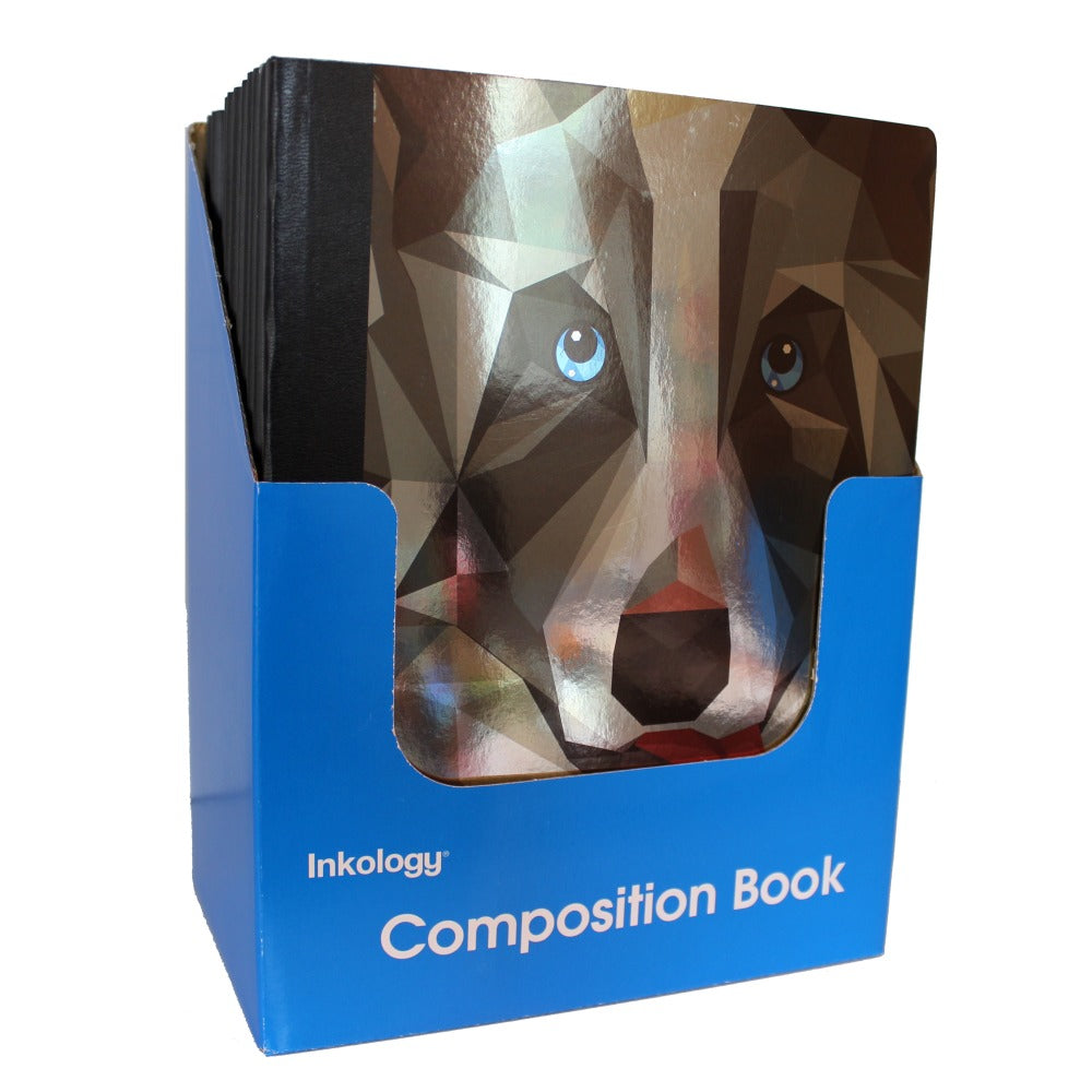 Inkology Composition Books, 8-1/2in x 11in, College Ruled, 200 Pages (100 Sheets), Foil Totem Designs, Pack Of 12 Books