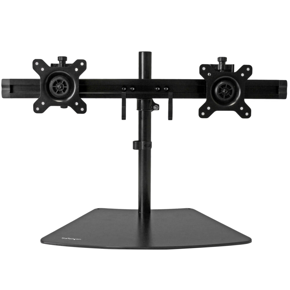 StarTech.com Dual Monitor Stand - Horizontal - For up to 24in VESA Monitors - Black - Adjustable Computer Monitor Stand - Steel & Aluminum