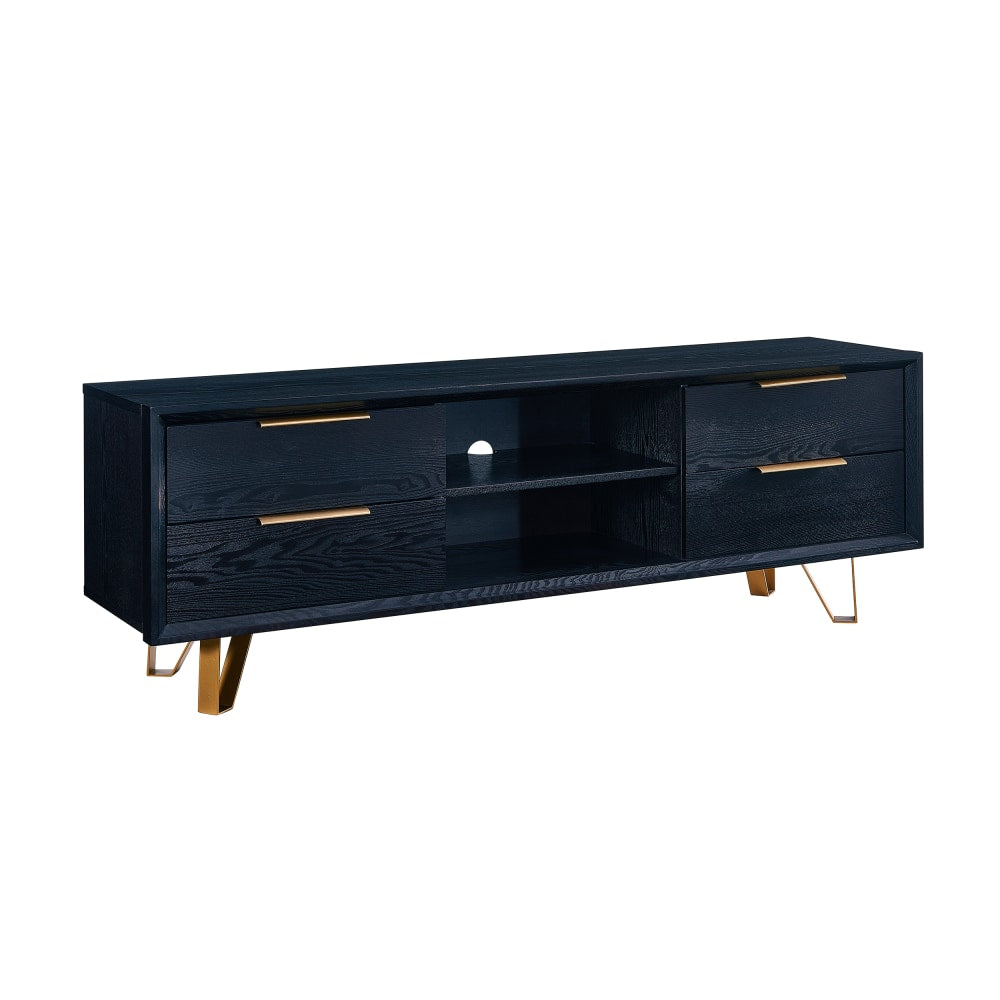 SEI Furniture Malone Entertainment Console For 68inW Flat-Screen TVs, 21-3/4inH x 63inW x 15inD, Ebony