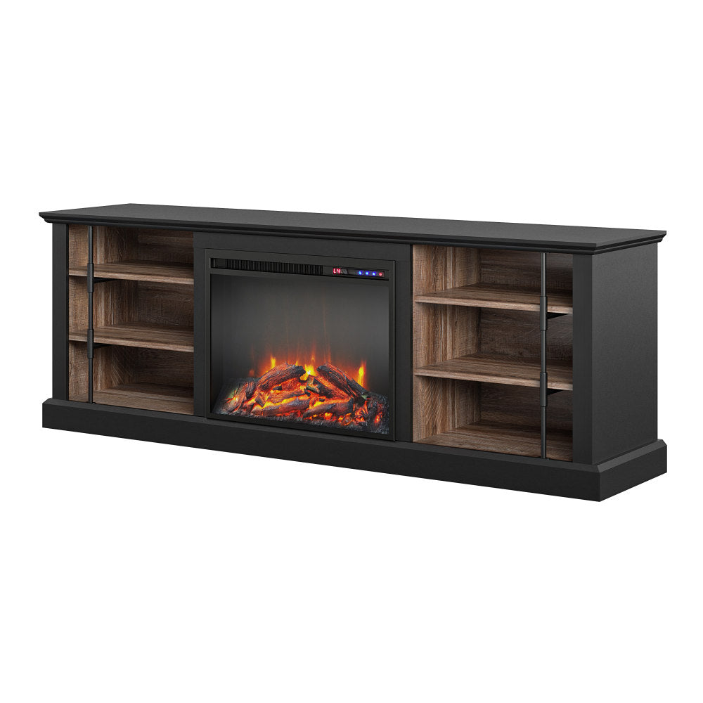 Ameriwood Home Hoffman Fireplace TV Stand For 70in TVs, Black