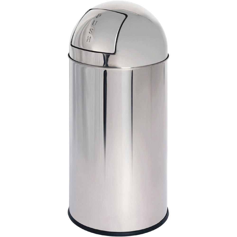 Genuine Joe Classic Round-Top Receptacle, 12 Gallons, Silver