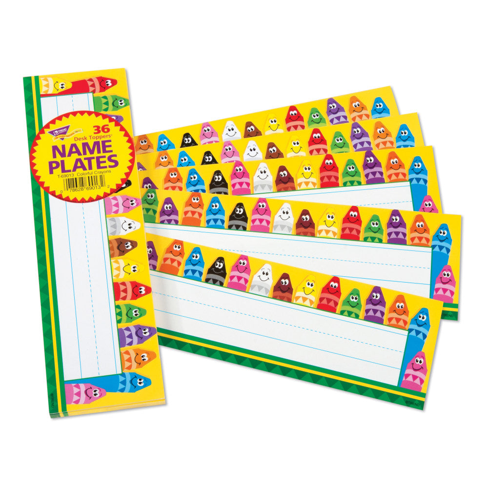 TREND Desk Toppers Name Plates, 2-7/8in x 9-1/2in, Colorful Crayons, Pack Of 36