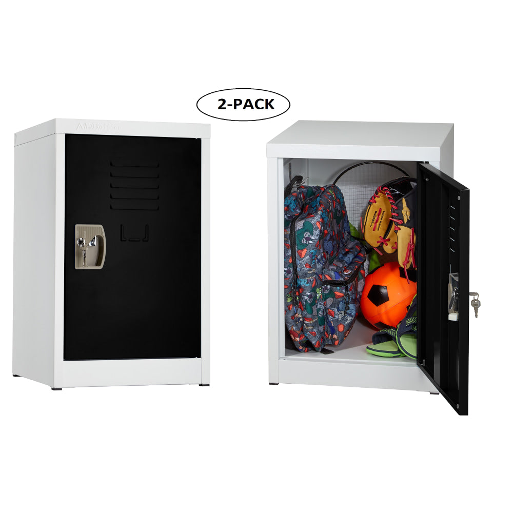 Alpine AdirOffice 1-Tier Steel Lockers, 24inH x 15inW x 15inD, Black, Pack Of 2 Lockers