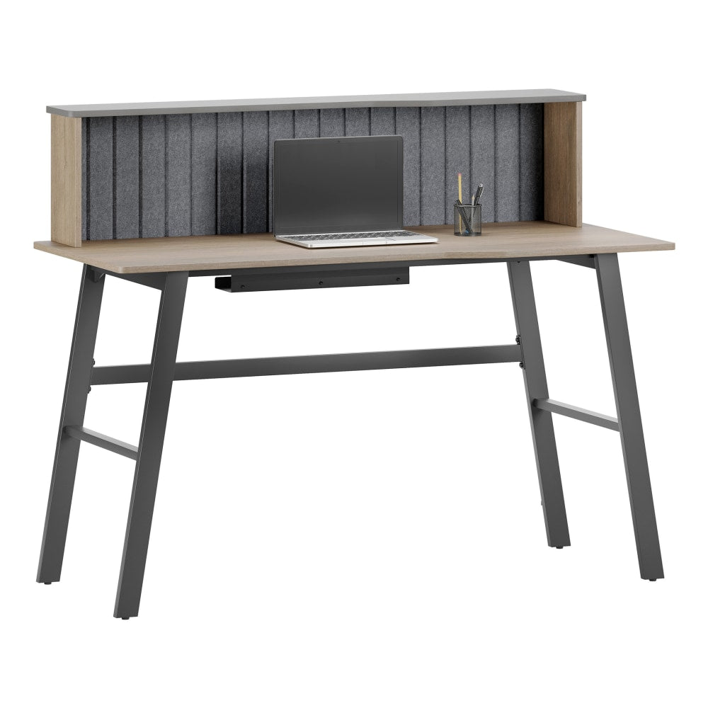 Realspace Nashira 52inW Computer Desk With Detachable Hutch, Light Oak/Gray