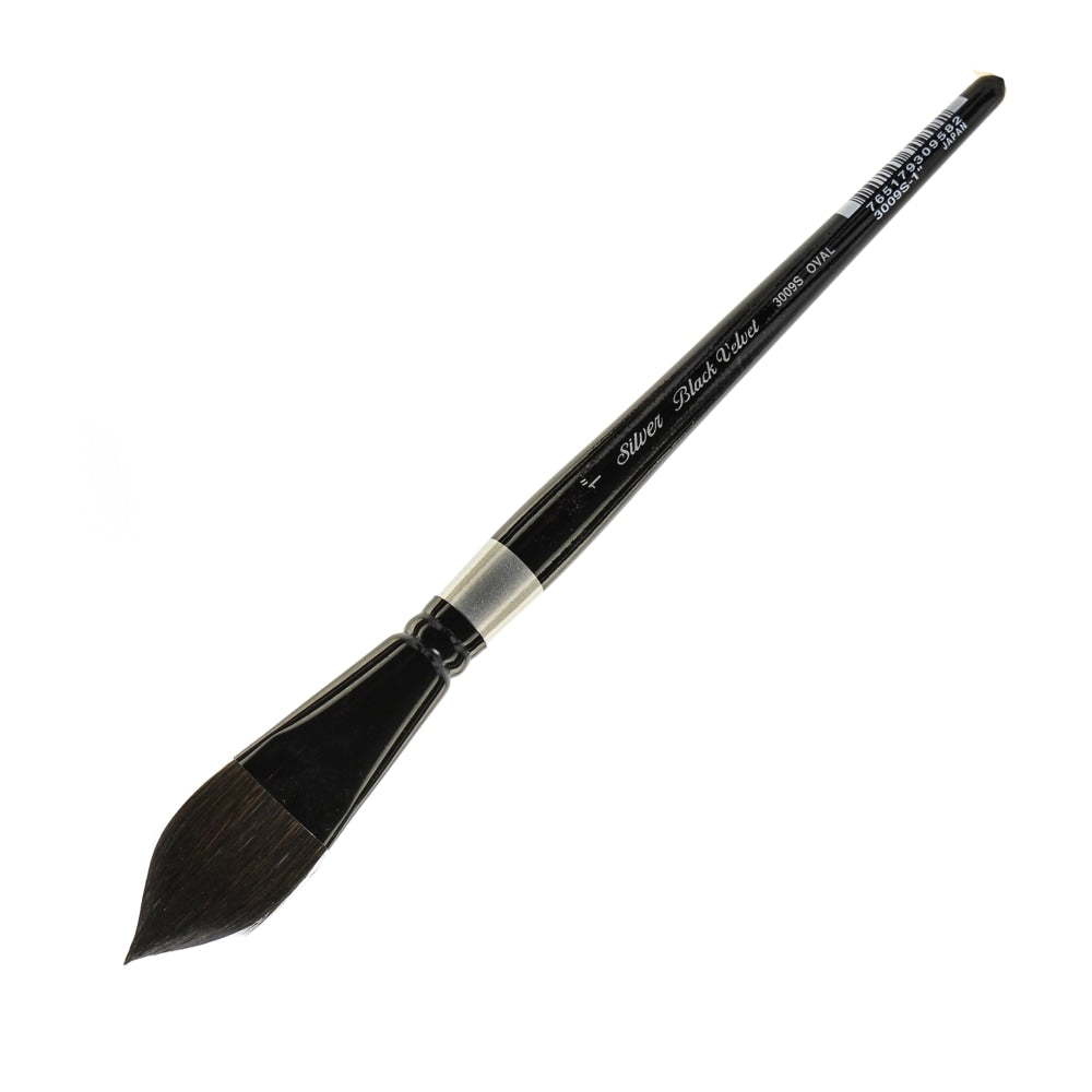 Silver Brush 3009S Black Velvet Series Paint Brush, 1in, Oval Wash Bristle, Squirrel Hair/Synthetic Filament, Multicolor