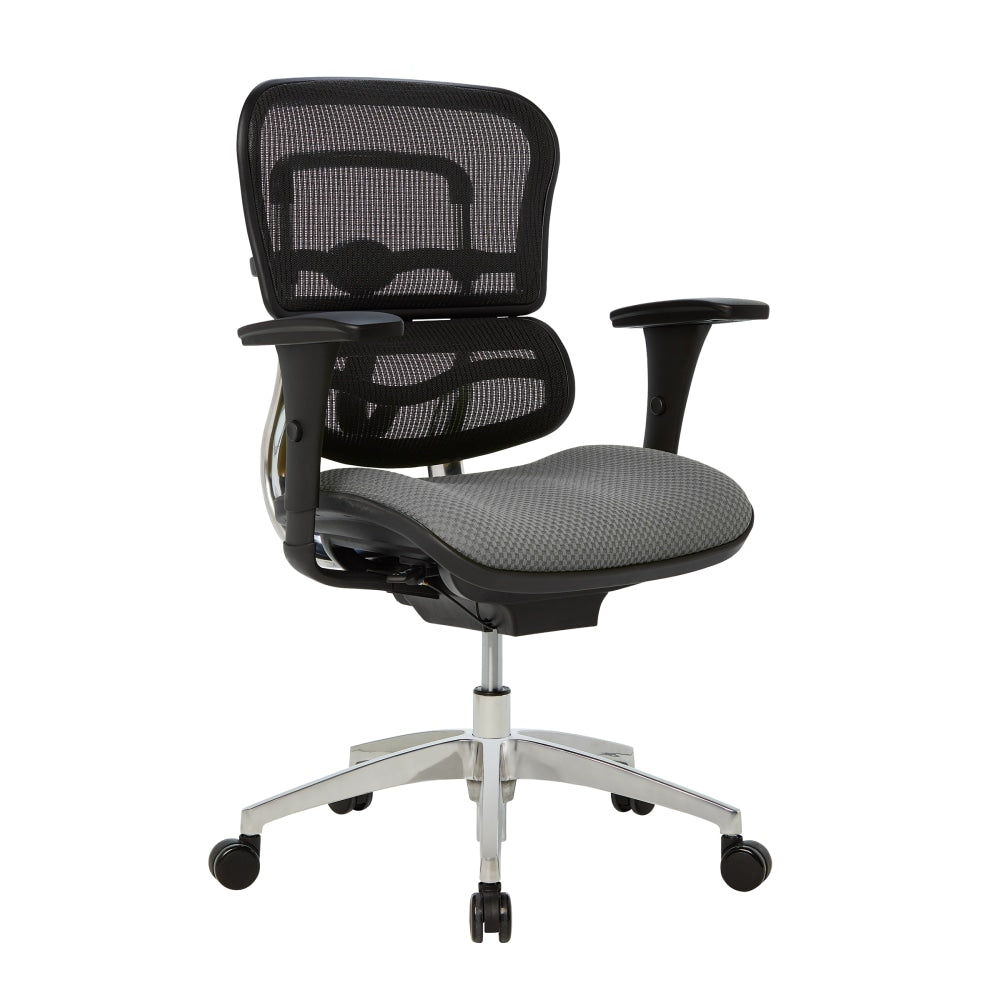 WorkPro 12000 Series Ergonomic Mesh/Premium Fabric Mid-Back Chair, Black/Gray, BIFMA Compliant