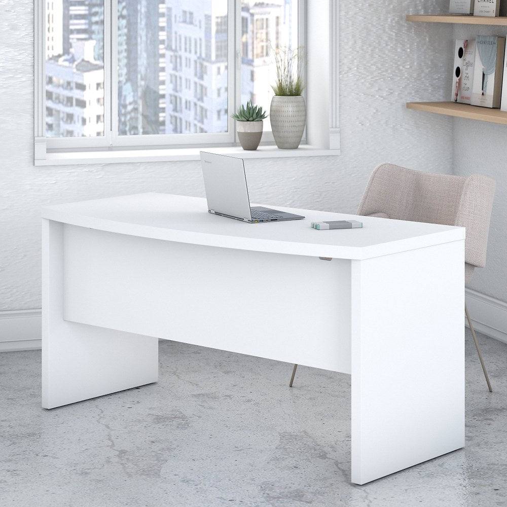 Bush Business Furniture Echo 60inW Bow-Front Computer Desk, Pure White, Standard Delivery