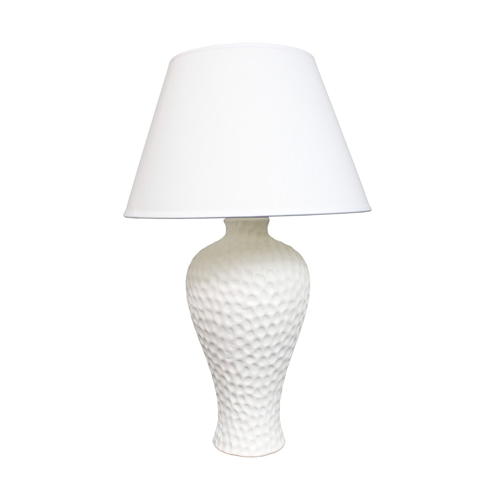 Simple Designs Curvy Ceramic Table Lamp, 19 1/2inH, White Shade/White Base