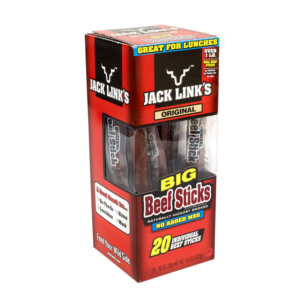 Jack Links Big Beef Sticks, 0.92 Oz, Box Of 20