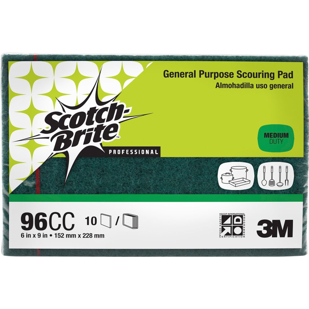 Scotch-Brite General-Purpose Scouring Pads - 6in Width x 9in Length - 60/Carton - Synthetic Fiber - Green