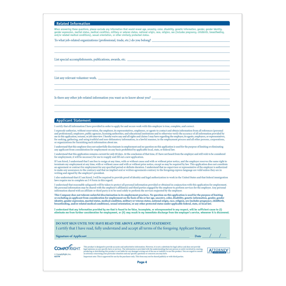 ComplyRight State-Compliant Job Applications, Michigan, Pack Of 50