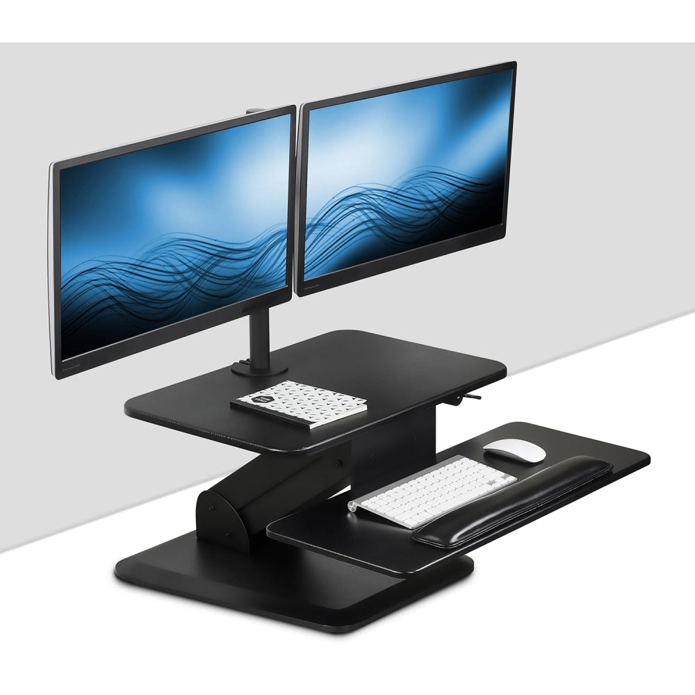 Mount-It! MI-7914 31inW Sit-Stand Standing Desk Converter With Dual Monitor Mount Combo, Black