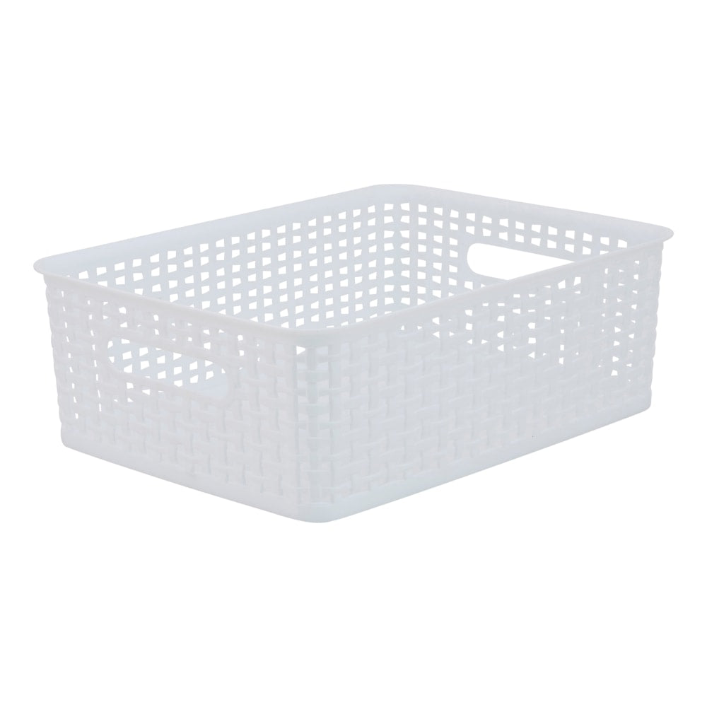 Realspace Plastic Weave Bin, Small Size, White