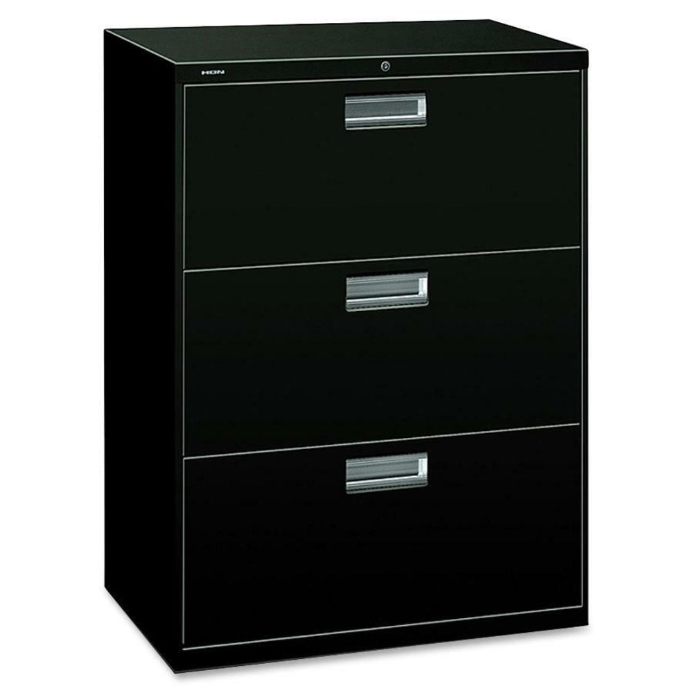 HON Brigade 600 30inW x 18inD Lateral 3-Drawer File Cabinet, Black