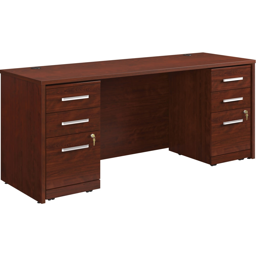 Sauder Affirm Collection Executive Desk With Two 3-Drawer Mobile Pedestal Files, 72inW x 24inD, Classic Cherry