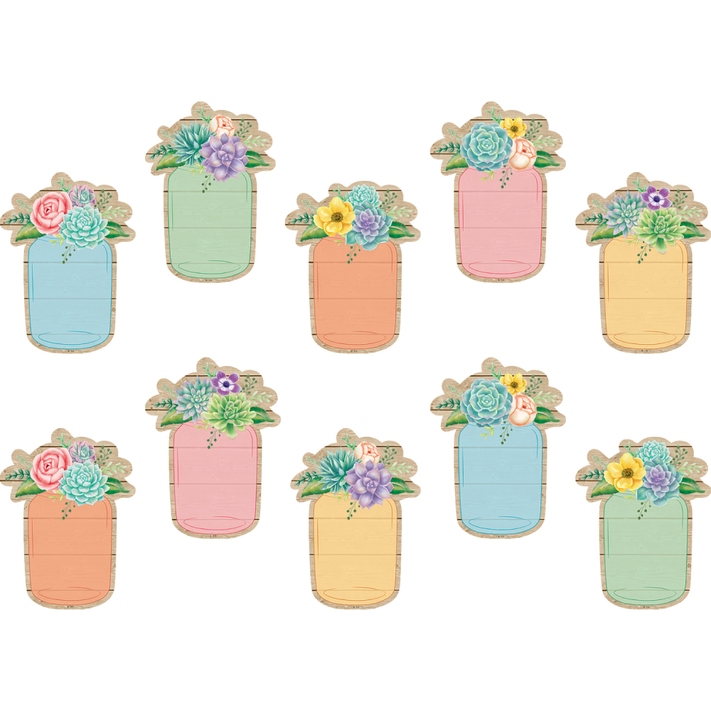 Teacher Created Resources Accents, Rustic Bloom Mason Jars, 30 Pieces Per Pack, Set Of 3 Packs