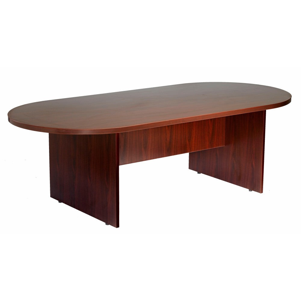 Boss Office Products 95inW Wood Race Track Conference Table, Mahogany