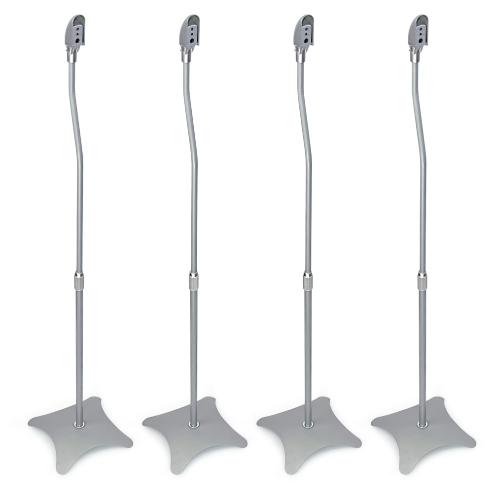 Mount-It! MI-1214S Home Theater Speaker Stands, 28inH x 5-5/16inW x 8-1/2inD, Silver, Set Of 4 Stands