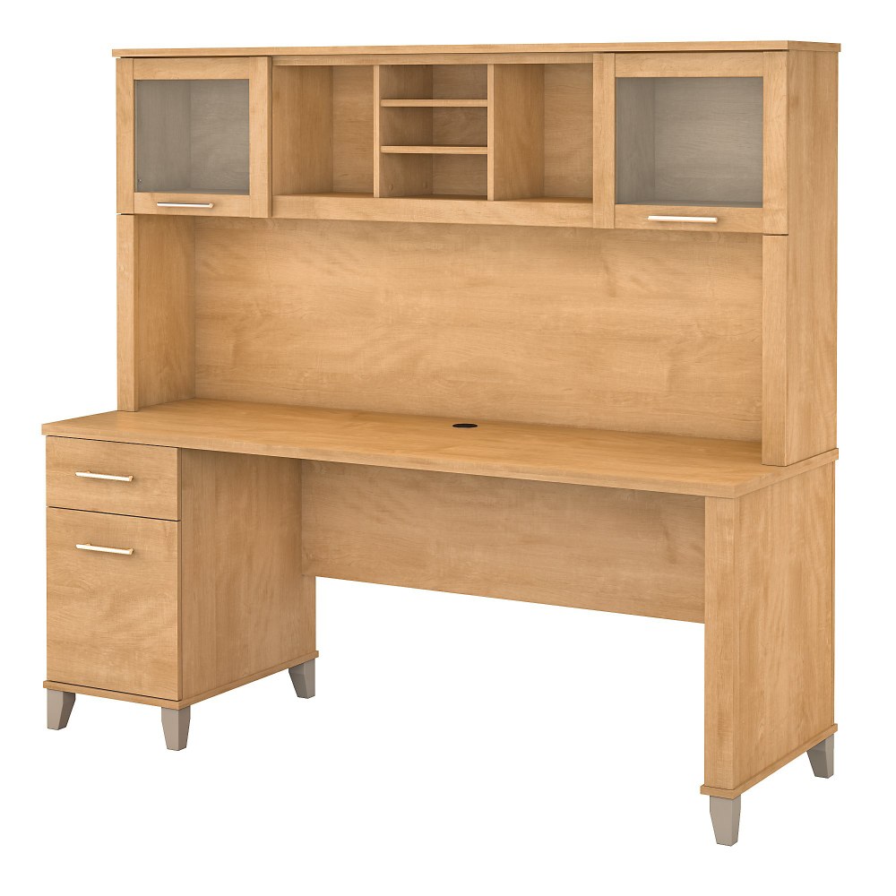 Bush Furniture Somerset Office Desk With Hutch, 72inW, Maple Cross, Standard Delivery