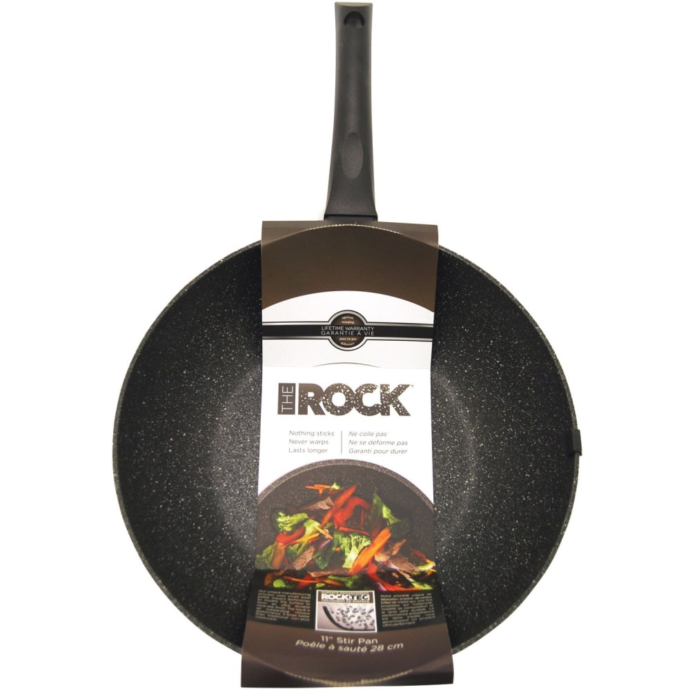 The Rock 10in Stir Fry Pan - Cooking, Frying - Dishwasher Safe - Oven Safe - 11in Frying Pan - Black - Bakelite, Aluminum Body - 1