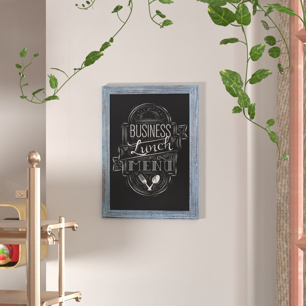 Flash Furniture Canterbury Wall Mount Magnetic Chalkboard Sign, 18in x 24in, Rustic Blue