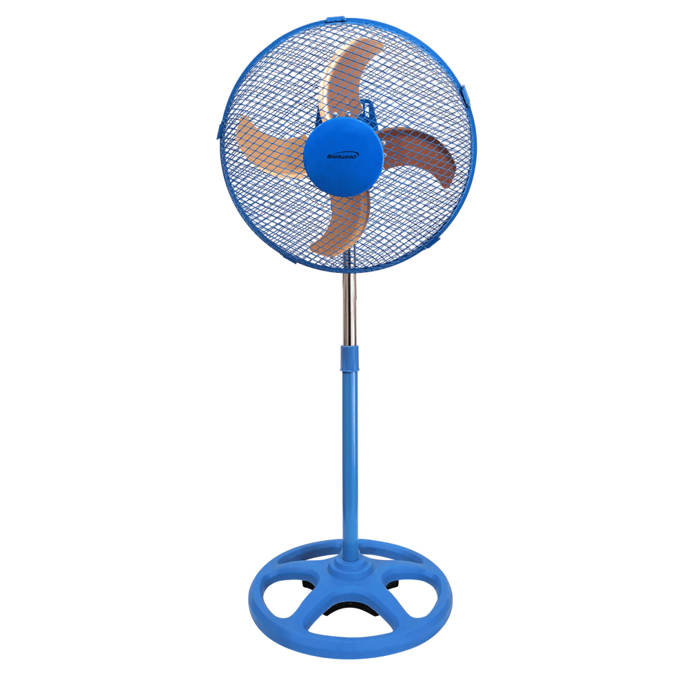 Brentwood 12in 3-Speed Adjustable Oscillating Stand Fan, 35in x 13in, Blue