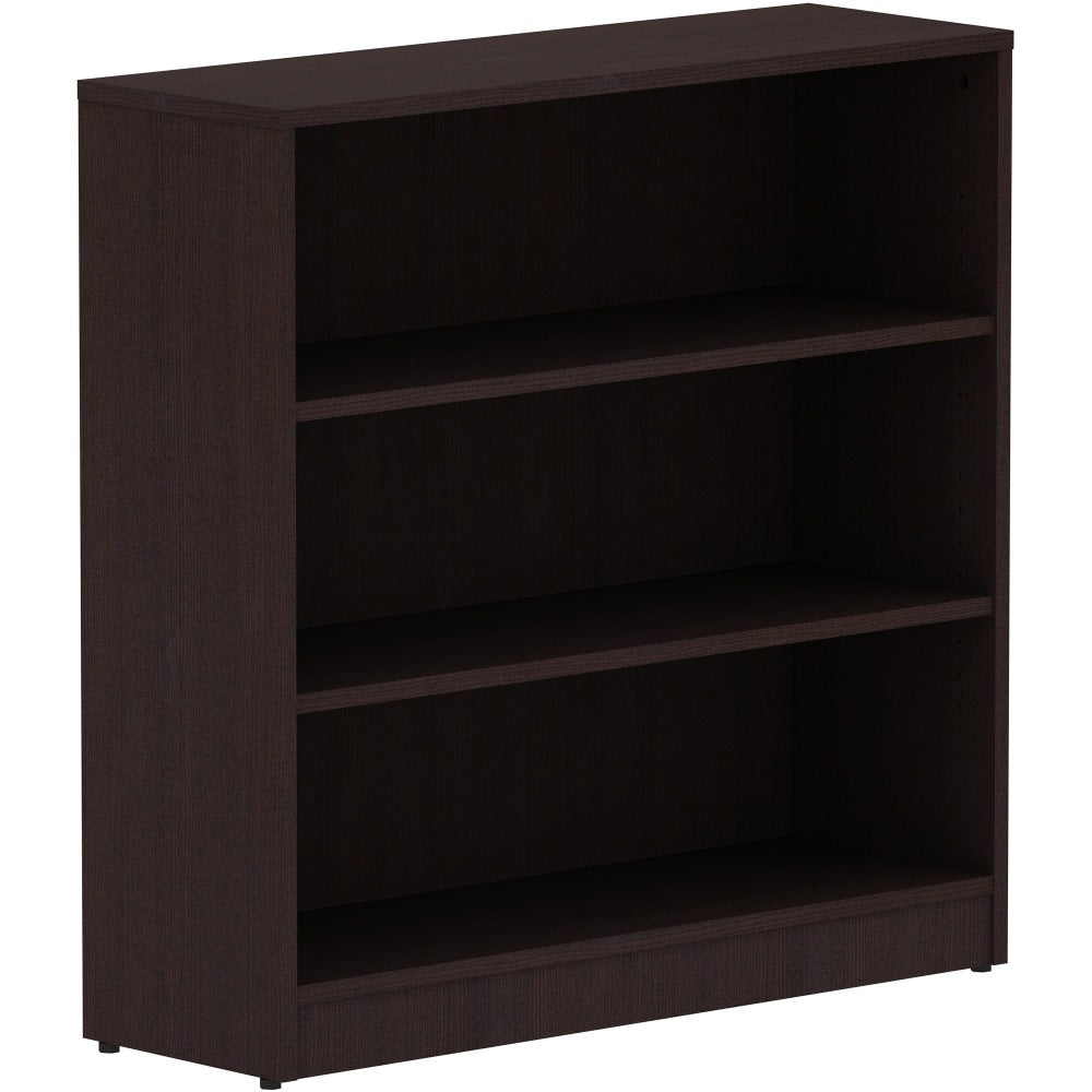 Lorell Essentials 3-Shelf Laminate Modular Shelving Bookcase,36inH x 36inW x 12inD, Espresso