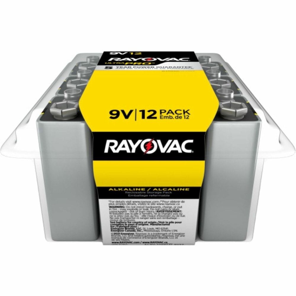 Rayovac 9-Volt Ultra-Pro Alkaline Battery, 12-Packs - For Multipurpose - 9V - 9 V DC - 12 / Carton