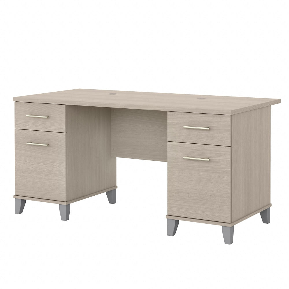 Bush Business Furniture Somerset 60inW Office Computer Desk With Drawers, Sand Oak, Standard Delivery