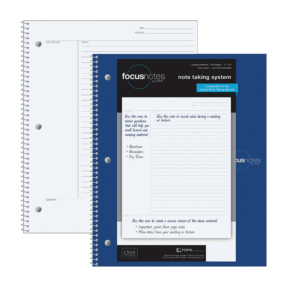 TOPS FocusNotes Notebook, 9in x 11in, 100 Sheets