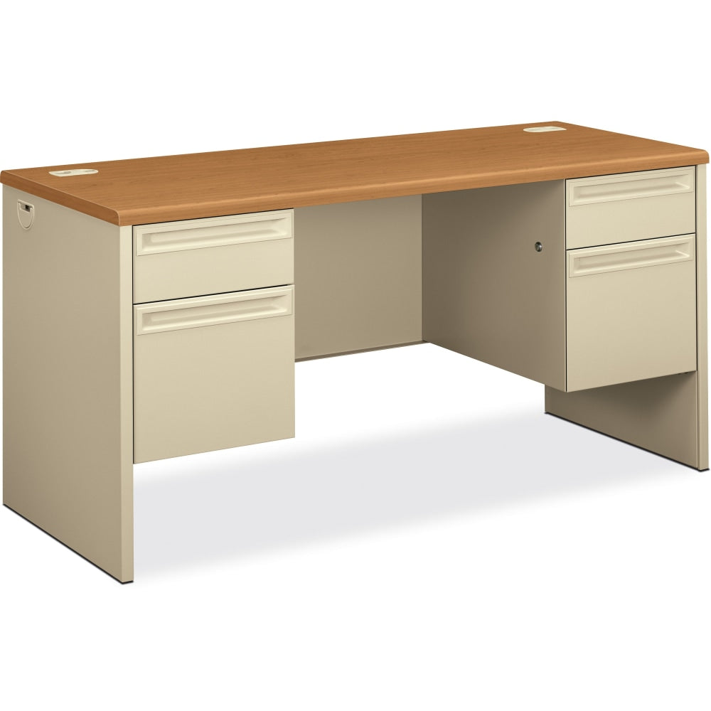 HON 38000 Kneespace 60inW Computer Desk Credenza, Harvest/Putty