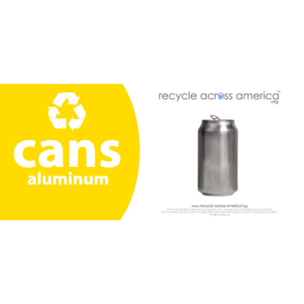 Recycle Across America Aluminum Cans Standardized Recycling Labels, CANS-0409, 4in x 9in, Yellow