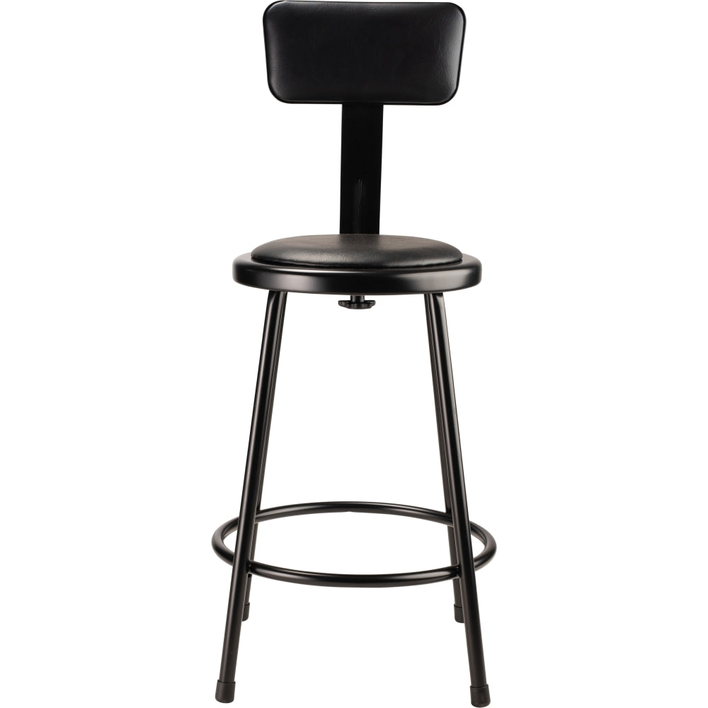 National Public Seating 6400 Vinyl Task Stool, With Backrest, 37in- 39inH, Black