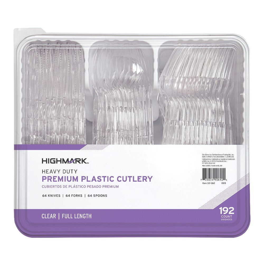 Highmark Heavy-Duty Plastic Cutlery, Clear, Pack Of 192 Utensils