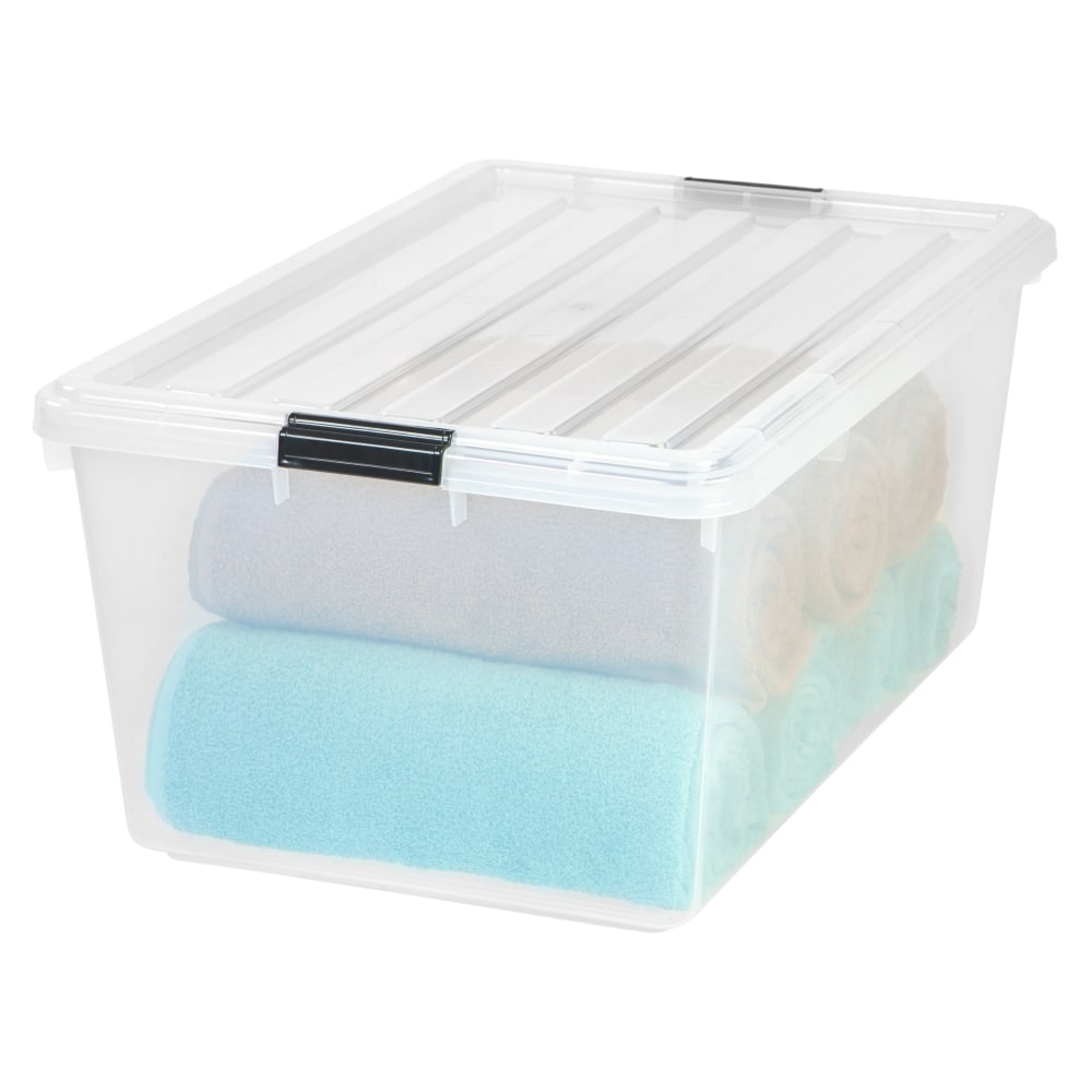 Iris Storage Boxes With Lift-Off Lids, 26 1/10in x 17 1/2in x 11 1/4in, Clear, Case Of 5