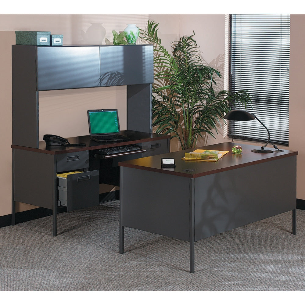 HON Metro Classic 42inW Left Desk Return, Mahogany/Charcoal