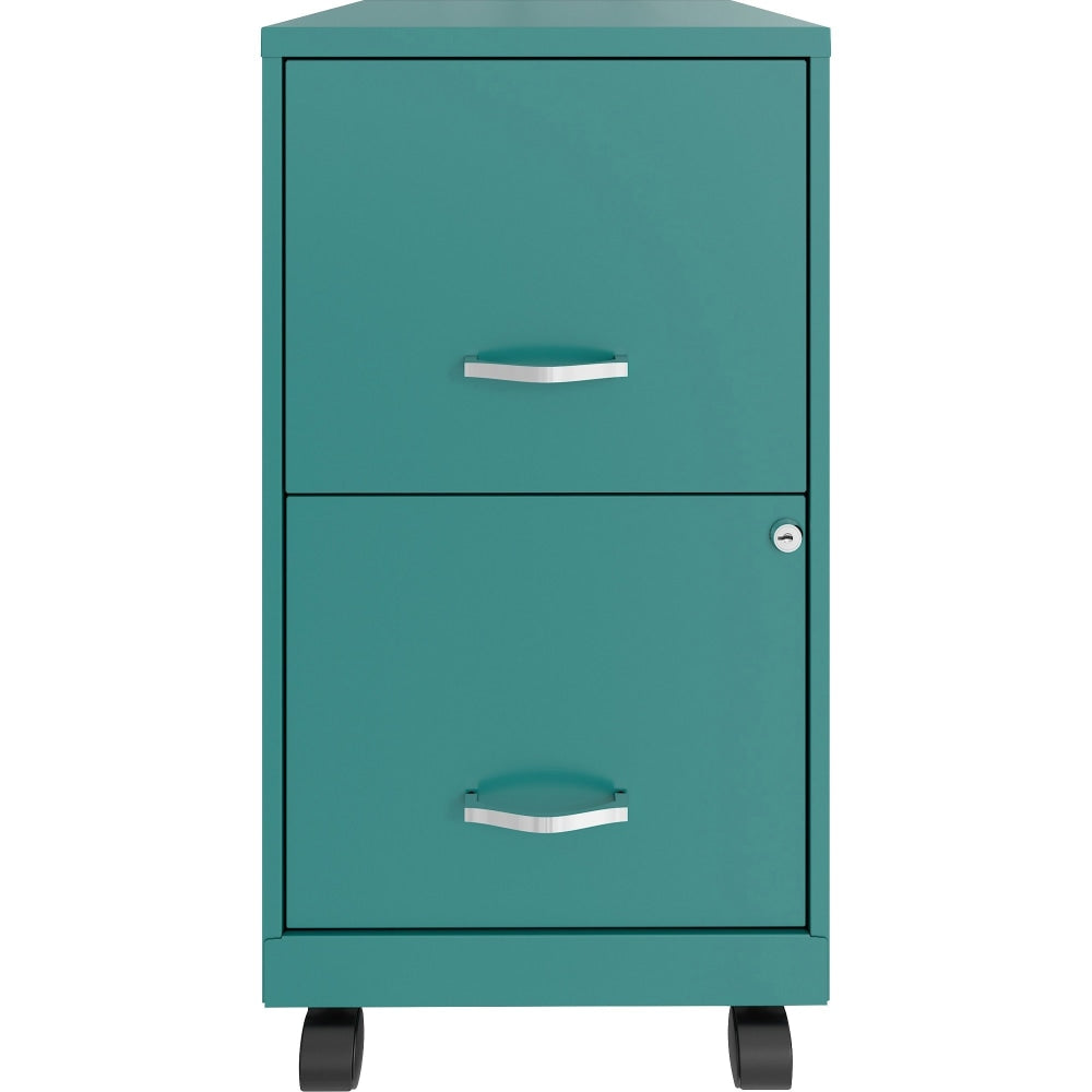 LYS Mobile File Cabinet - 14.3in x 18in x 26.5in - 2 x Drawer(s) for File, Document - Letter - Vertical - Glide Suspension, Locking Drawer, Mobility, Pull Handle - Teal - Baked Enamel - Steel - Recycled - Assembly Required