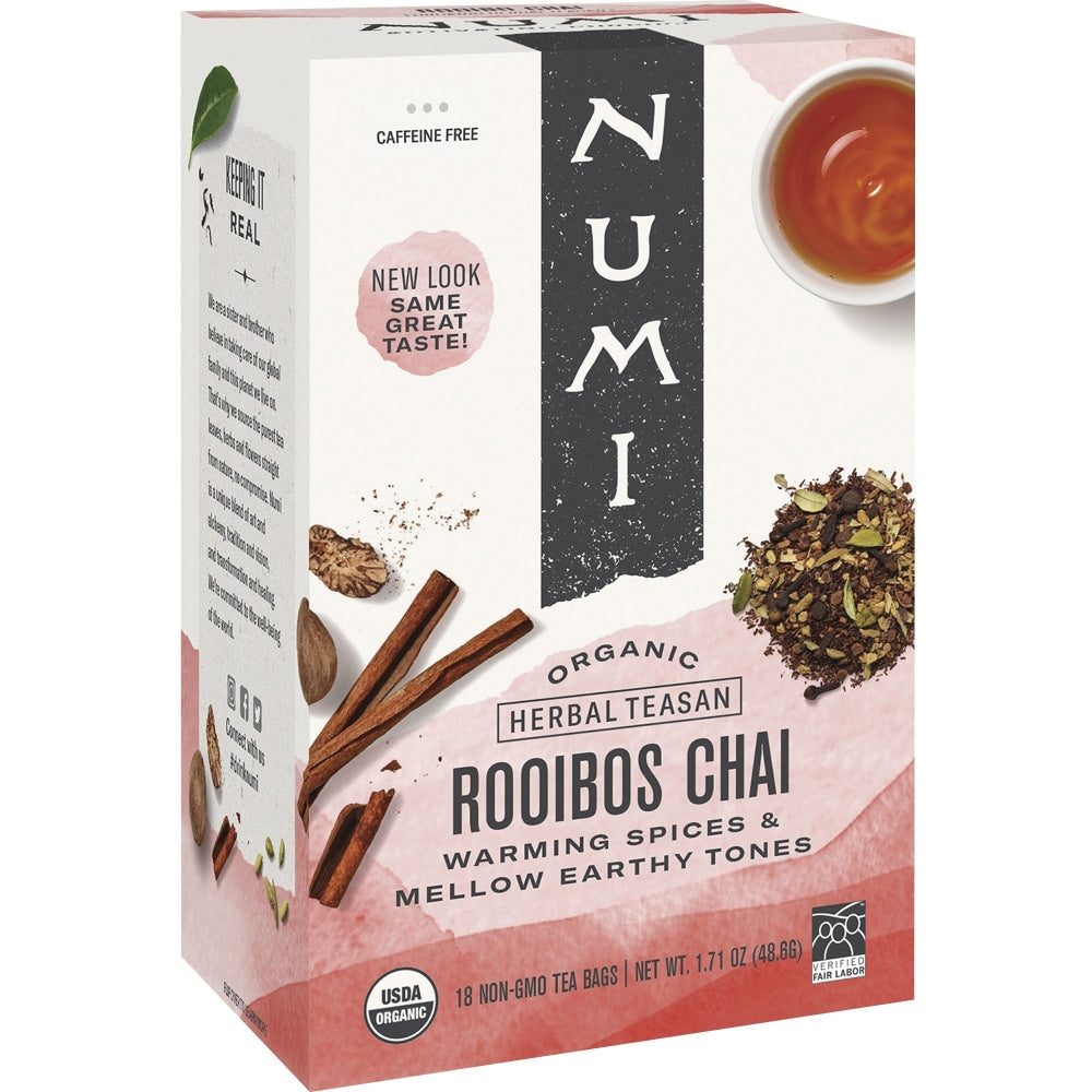 Numi Organic Ruby Chai Herbal Tea, Box Of 18