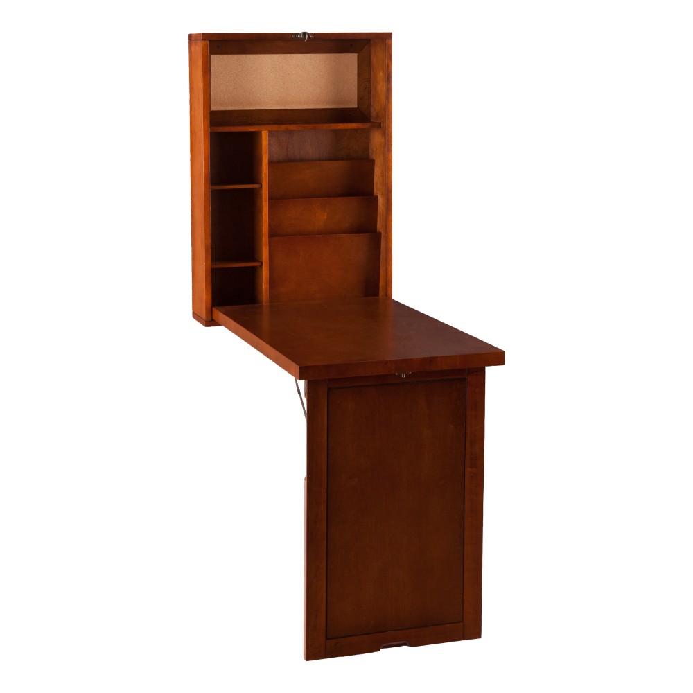 SEI Furniture 30inW Fold-Out Convertible Computer Desk, Walnut