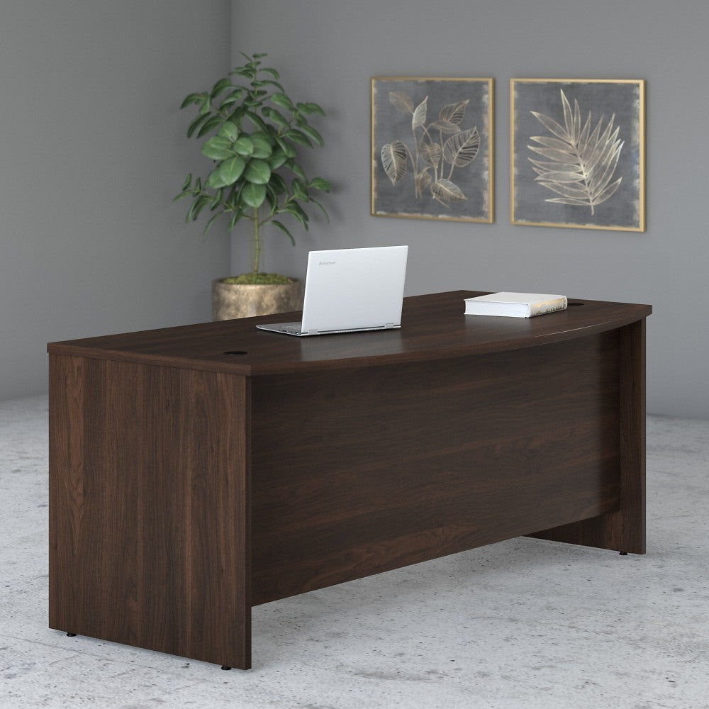 Bush Business Furniture Studio C 72inW Bow-Front Computer Desk, Black Walnut, Standard Delivery