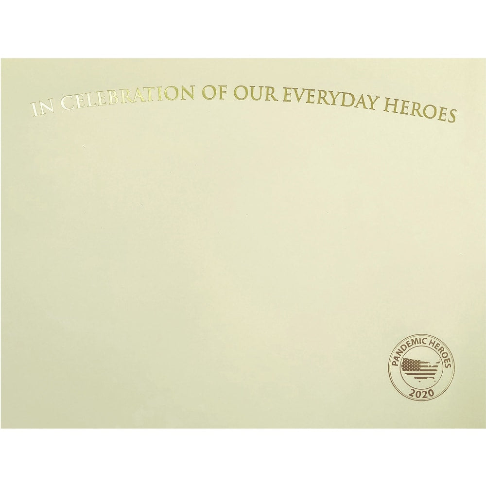 St. James Premium-Weight Certificates - 65 lb Basis Weight - "Everyday Heroes" - 8.5in x 11in - Inkjet, Laser Compatible - Ivory, Gold Foil - 25 / Pack - TAA Compliant