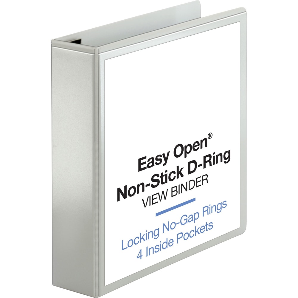 Sparco Locking View 3-Ring Binder, 2in D-Rings, 44% Recycled, White