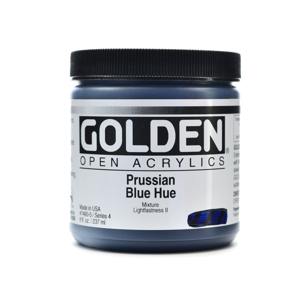 Golden OPEN Acrylic Paint, 8 Oz Jar, Prussian Blue Hue