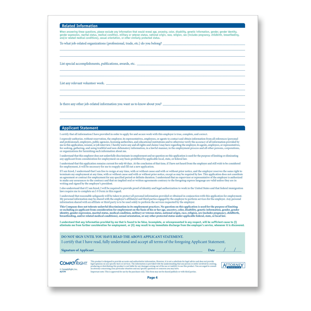 ComplyRight State-Specific Job Applications, Rhode Island, 8-1/2in x 11in, White, Pack Of 50