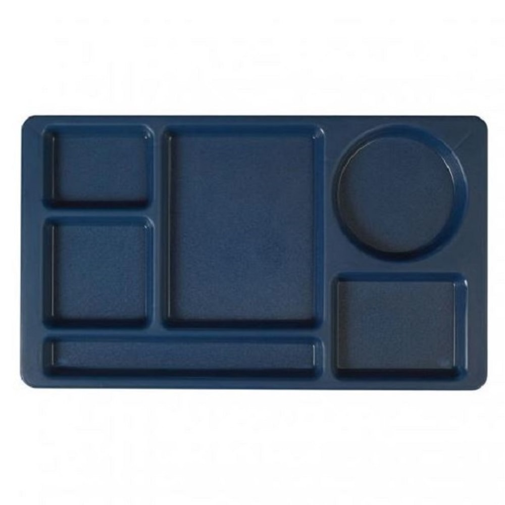 Cambro Camwear 6-Compartment Serving Trays, 8-3/4in x 15in, Navy Blue, Pack Of 24 Trays