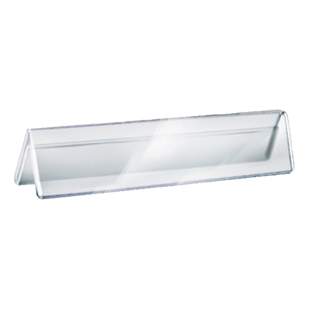 Azar Displays Acrylic Horizontal 2-Sided Nameplates, 2inH x 8-1/2inW x 3inD, Clear, Pack Of 10 Nameplates